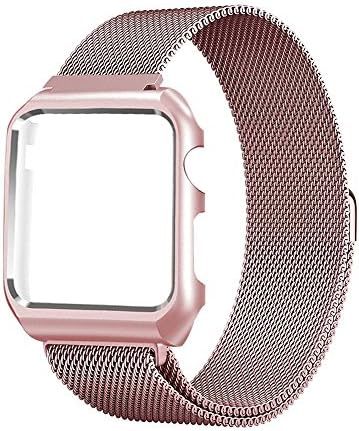 For Apple Watch Band Milanese Loop with Stainless Steel Metal Case Magnetic iWatch strap For Apple Watch 42mm Series1 / 2 (Rose pink, 38mm)