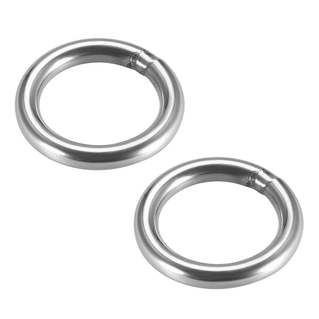 sourcing map 201 Stainless Steel O Ring 40mm(1.57") Outer Diameter 6mm Thickness Strapping Welded Round Rings 2pcs