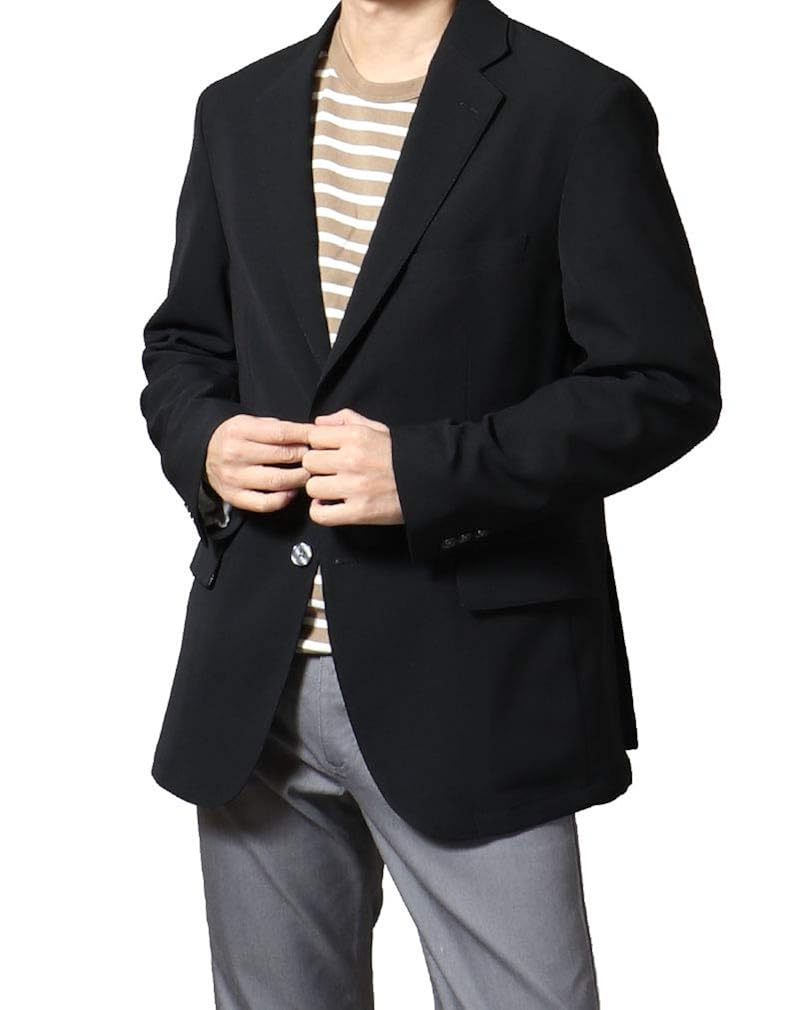 100 正規品 コートジャケット メンズ 軽い B07pzv21dn 春夏秋 S 黒 ジャケット 紺 ブレザー ネイビー クールビズ 涼感 ゴルフ サマージャケット ブラック A 黒1 涼しい 福袋セール Www Aiq Aiq Com Mx