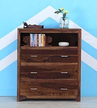 Shilpi 100% Pure Sheesham Wood Chest of Drawer in Walnut Finishing