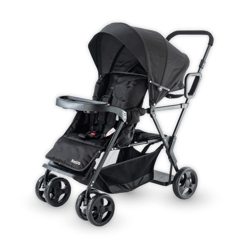 【2人乗りサイズでもコンパクト！】二人乗り 2人乗り ベビーカー 軽量 折りたたみ ドリンクホルダー 大型幌 小回り 2歳半 3歳 4歳 双子 兄弟 姉妹 アミティエF ネビオ Nebio商品画像