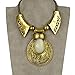 SUMAJU Statement Necklace, Collar Chain Statement Necklace Pendant Vintage Gold Tone Cream Lucite Carved Teardrop