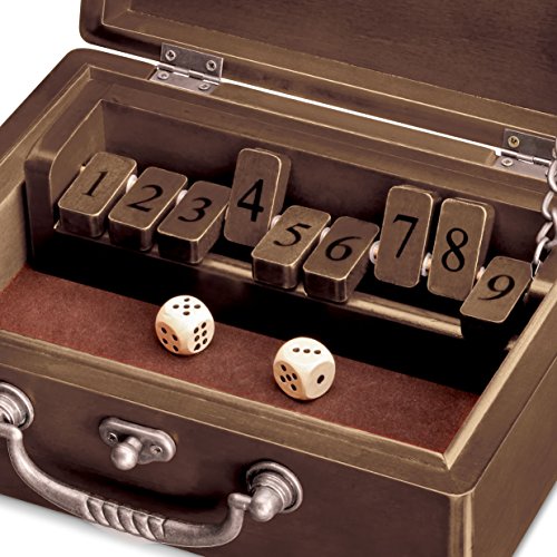 WE Games Shut the Box - Walnut Stained Wood Box