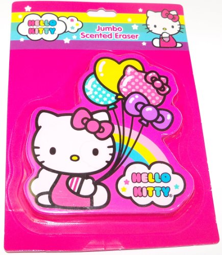 Hello Kitty Jumbo Scented Eraser ~ Kitty with Balloons and Rainbow (3.75" x 3.5")