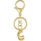 Gold Bubble Initial Keychain for Women - Personalized Alphabet Letter Handbag Charm
