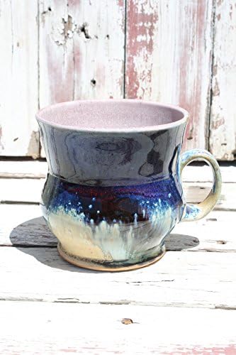 Unique Purple Accented Midnight Blue and Gold Coffee Mug #6, Ceramic Mugs, Hand Thrown Coffee Cups