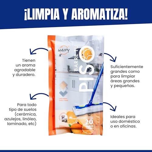 100 Paños Secos Ezee Glider | Sustituto Barrido Tradicional - Atrapa Polvo y Pelo | Repuestos de Paños de Limpieza Aroma Cítrico | Limpian Madera, Azulejo y Linóleo | Compatibles con Cualquier Baston