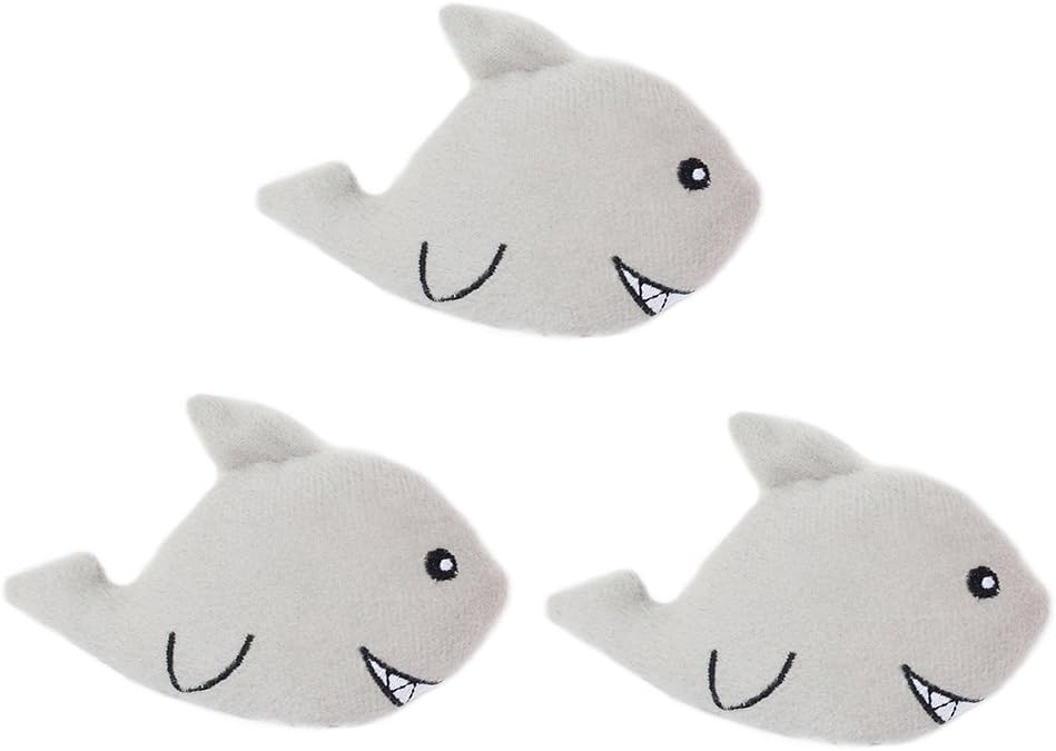 ZippyPaws - Sea Buddies Burrow, Interactive Squeaky Hide and Seek Plush Dog Toy - Fish Miniz, 3 Pack