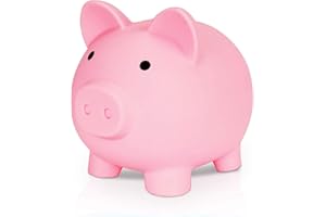 Piggy Bank for Kids, Cute Plastic Piggy Bank for Girls Boys with Bottom Rotating Lid, Money Bank Coin Bank Great Gift Keepsak