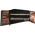 SPIKA Rifle Buttstock Shell Holder, 14 Rounds Rifle Cheek Riser Stock Ammo Pouch .17 .22 Bullet Holder with Nylon Leather