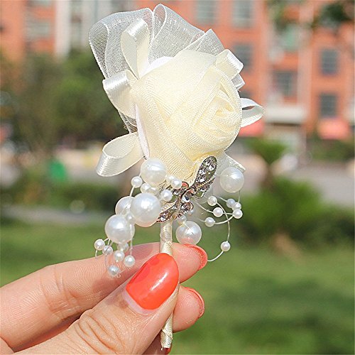 S_SSOY Boutonniere Bridegroom Groom Men's Boutonniere Groomsmen Boutineer Pin Corsage Flower for Wedding Homecoming Prom Suit Decor 1 Pcs