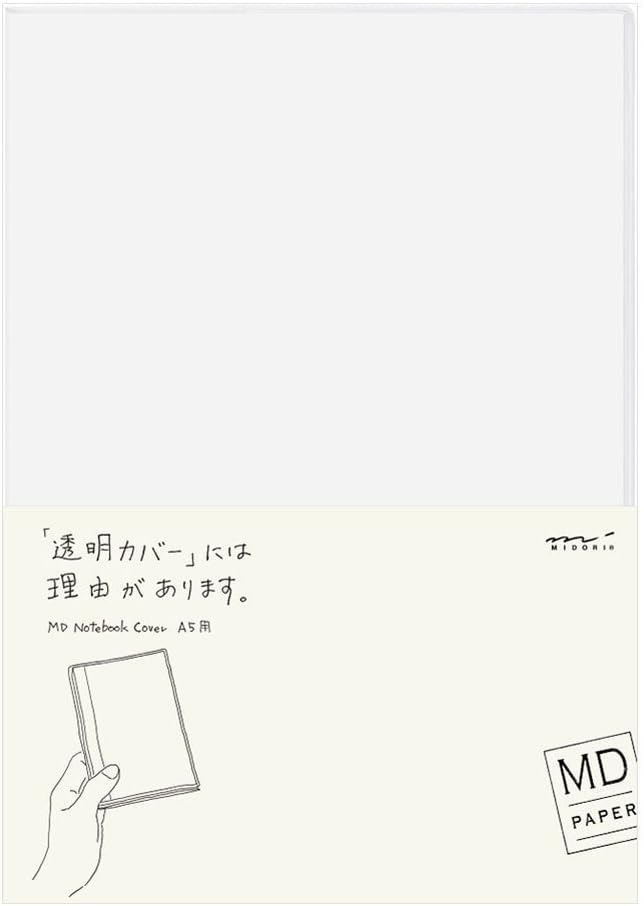 Designphil Midori 49360006 Clear Plastic Case for Notebook A5 with Pen Loop