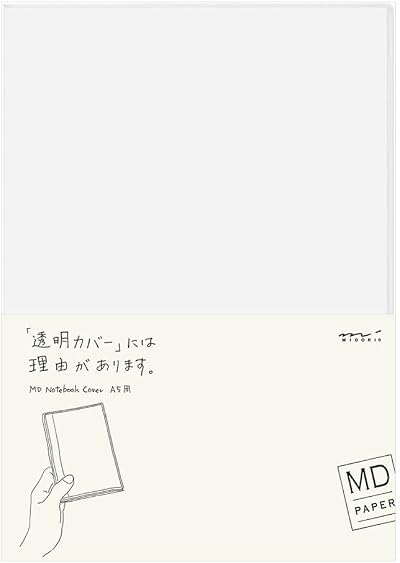 Designphil Midori 49360006 Clear Plastic Case for Notebook A5 with Pen Loop