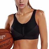 La Isla Women's High Impact Zipper Front Wire Free Non-padded X Back Sports Bra