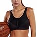 La Isla Women's High Impact Zipper Front Wire Free Non-padded X Back Sports Bra