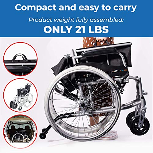 Hi-Fortune Wheelchair 21lbs Lightweight Self-propelled Chair with Travel Bag and Cushion, Portable and Folding with Magnesium Alloy, 17.5" Seat, Red, 21lbs