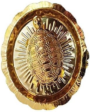 NK GLOBAL Feng Shui Turtle Brass Tortoise For Good Luck Decorative Ornament Mini Figurines Wealth Charms Pooja Samagri Success Gift Set of 2 Pcs