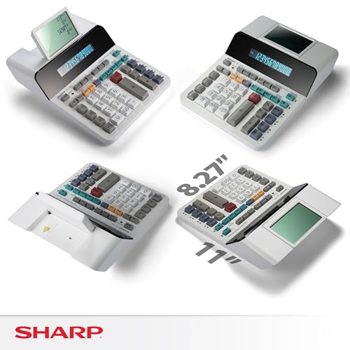 Sharp Paperless Printing Desk Calculator w/Check and Correct, Large 12-Digit LCD Primary Display, Printing Calculator/Adding Machine with Scrolling LCD Display Replacing Paper (EL-1901)