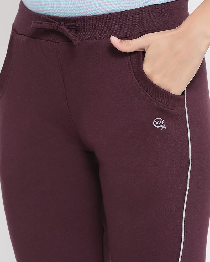 Macrowoman Comfort Capris for Women, Cotton Poly Women's Capris with Trendy Contrast Piping & Drawstring Waistband, Rich Berry, XXL, Pack of 1 4