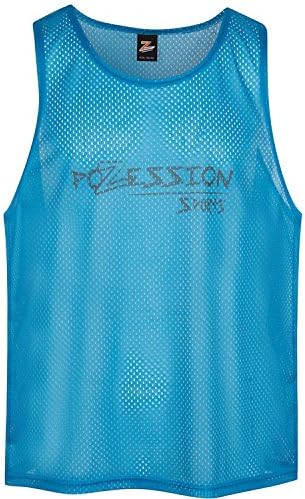 Sports Pinnies Scrimmage Vests Training Bibs - Set of 12 for Youth Teens Adults by Pozession (Lake Blue, Large)