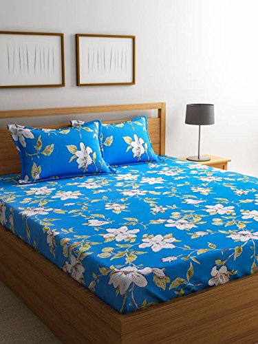 Cortina 104 TC Cotton Double Bedsheet with 2 Pillow Covers - Multicolour