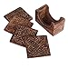 Store Indya Set of 4 Handmade Wooden Coasters Absorbent Cool Drink Coasters with Holder Unique Bar Decor Accessories Best Housewarming Gift (Design 13)