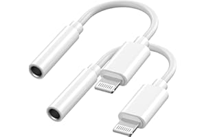 KASSDIN 2 Pack Lightning to 3.5 mm Headphone Jack Adapter, [Apple MFi Certified] for iPhone 3.5mm Headphone/Earphone Audio Aux Adapter Dongle for iPhone 14/13/12/11/SE 2020/XS/XR/X/8/7/iPad, Support iOS 17