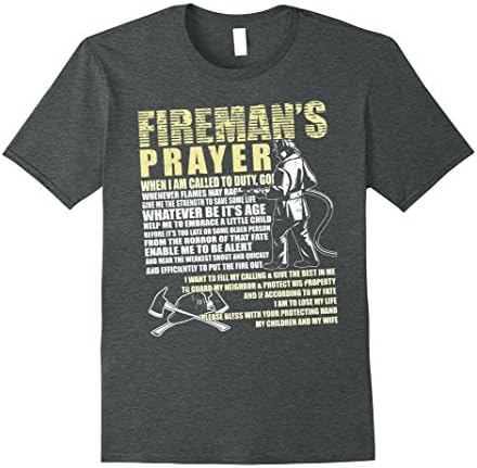 Mens The Fireman's Prayer T Shirt, I Am A Firefighter T Shirt XL Dark Heather