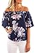 Lueyif Women Off Shoulder Floral Print Short Sleeve Shirt Casual Blouse Tops Tee