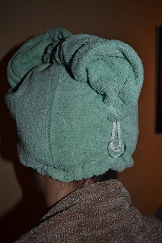 Microfibre Hair Turban - Elastic edges - Green - 1 Size by Paragon Microfibre