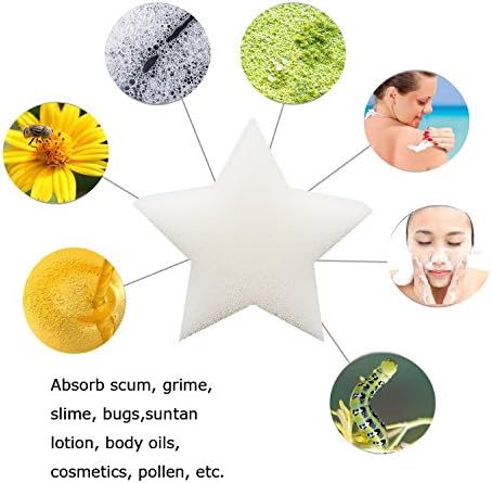 Scum Star Oil Absorbing Sponge- IdentikitGift 2017 New Design Perfect for Collecting Oil, Scum, Slime, Grime, Lotion, Pollen &amp; Bugs from Swimming Pool, Spas, Hot Tubs and SPA Tub (Pack of 6)