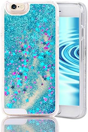 iPhone 6 Case, iPhone 6S Case, Protective 3D Creative Luxury Bling Glitter Sparkle Liquid Case Infused with Glitter and Stars Moving Quicksand Hard Case for boys and girls - Blue