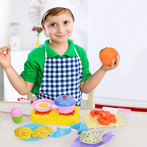 NextX Play Food for Kids Kitchen, Pretend Play Kitchen Accessories Set, Cutting Fruits Vegetables Kitchen Toy for Boys Girls