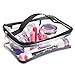 mDesign Clear-View Travel Makeup and Toiletry Tote Bag Storage Organizer with Smooth-Glide Zipper Closure - Perfect for Packing Luggage/Suitcase and Carry-Ons - Medium, Pack of 2, Clear/Black Trim