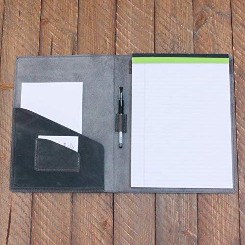 PEGAI Personalized Leather Portfolio/Legal Padfolio, Distressed Leather Legal Pad Folio - Marshall Rock Gray