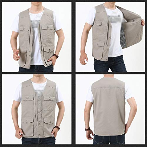 ZXJTX Angelweste Mens Outdoor Casual aushöhlen Thin Multi-Taschen Stehen Collor mit Kapuze Oberbekleidung Camping Jagen… – Bild 6