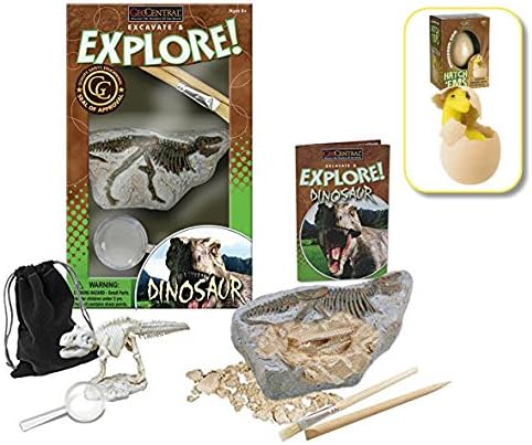 Dinosaur Excavation Dig Activity Kit with Dino Egg Hatch ‘Em Grow Kit