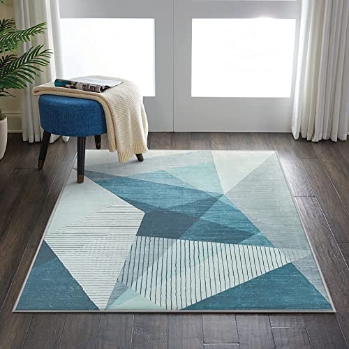 ASIinnsy Living Room Rugs Modern Abstract Rug Short Hair Large Soft Non-Slip Bedroom Rugs for Living Room Bedroom (Blue Grey, 80 x 120 cm)