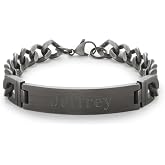 EVE'S ADDICTION Men's Brushed Bronze Stainless Steel Custom Engraved Id Bracelet, 8.5" Long Bracelet - Engraved Bracelets for Him - Personalized Men's Bracelets - Gifts for Him