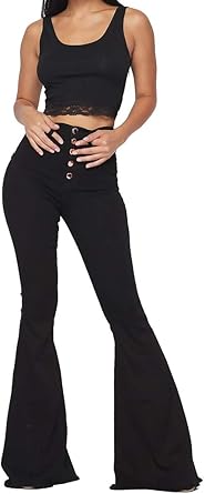 women's black button fly jeans