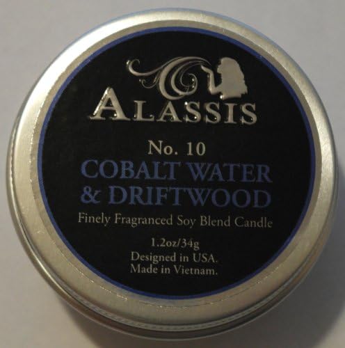 Alassis Finely Fragranced Soy Blend Wax Candle Travel Tin (No. 10 Cobalt Water & Driftwood PT86565)
