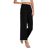 NuNu Yong Women High Waist Wide Straight Leg Trousers Casual Slacks Pull On Ankle Pants with Pockets
