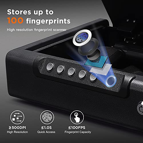 SYCEES Biometric Fingerprint Gun SafeQuick Access,100 Fingerprints