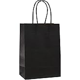 ADIDO EVA 25 PCS Small Gift Bags Black Kraft Paper Bags with Handles for Party Favor (8.2 x 6 x 3.1 In)