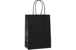 ADIDO EVA 25 PCS Small Gift Bags Black Kraft Paper Bags with Handles for Party Favor (8.2 x 6 x 3.1 in)
