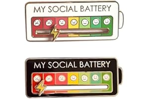 Social Battery Pins Interactive 7 Days Mood Enamel Black White Alloy For Clothing Backpack Hat Daily Wear Bag Ornament Fashio