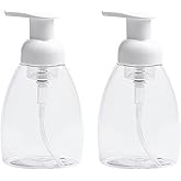 2-Pack Foaming Soap Dispenser Pump Bottles,Foam Hand Soap Dispenser with Refillable Plastic Container for Shampoo for Bathroom & Kitchen-Clear,8 oz(250ml)