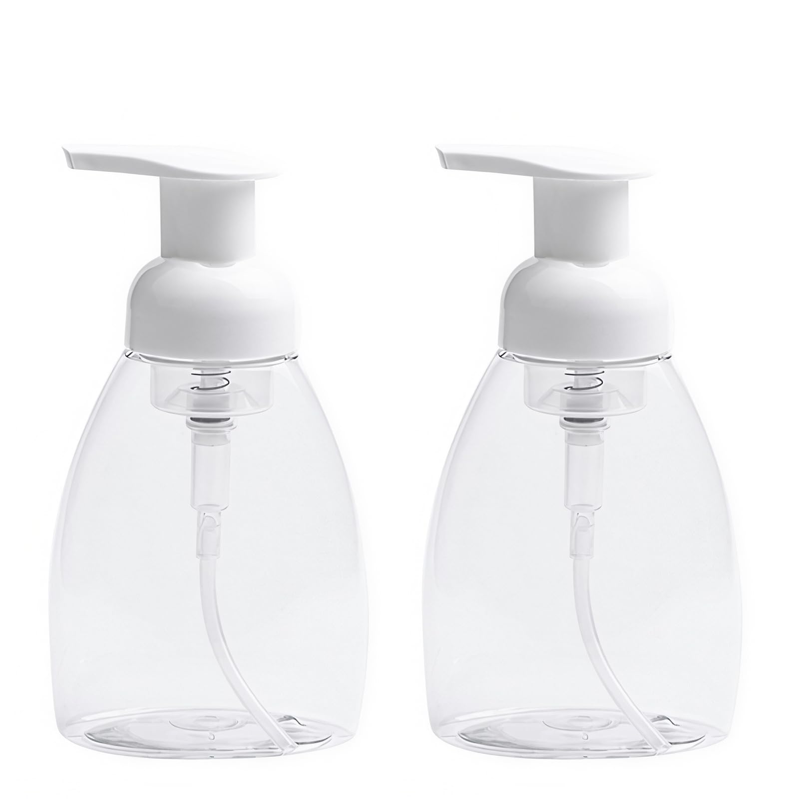 2-Pack Foaming Soap Dispenser Pump Bottles,Foam Hand Soap Dispenser with Refillable Plastic Container for Shampoo for Bathroom & Kitchen-Clear,8 oz(250ml)