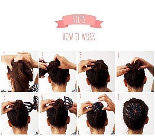 Bun Cover Hair holder, Hand Crafted Hair Clip. This Attractive Hair Accessory Can Be Used As A Bun Maker Or a Hair Grip. Hair Styling for Women For thick and thin hair. 2 Pcs Uniquely Hand Painted.