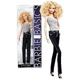 Mattel Year 2010 Barbie Basics Black Label Collection 002 Collector Series 12 Inch Doll Model No. 03 - Caucasian Barbie with Curly Blonde Hair, Tank Top, Navy Blue Denim Pants and High Heel Shoes Plus Doll Stand and Certificate of Authenticity (T7741)